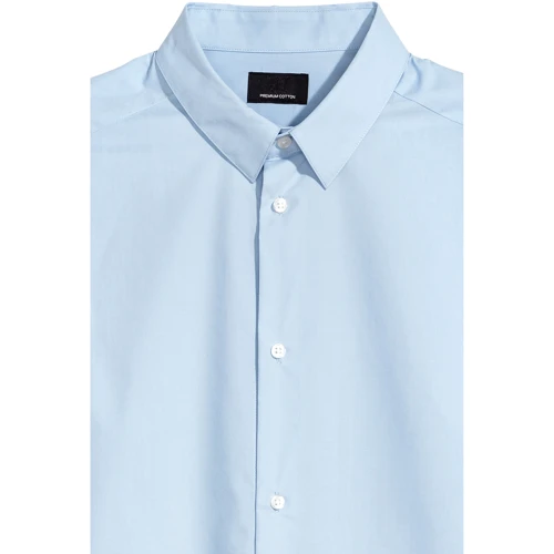 Рубашка H&M 4081048 46 голубая с длинным рукавом: Длина рукава Длинный