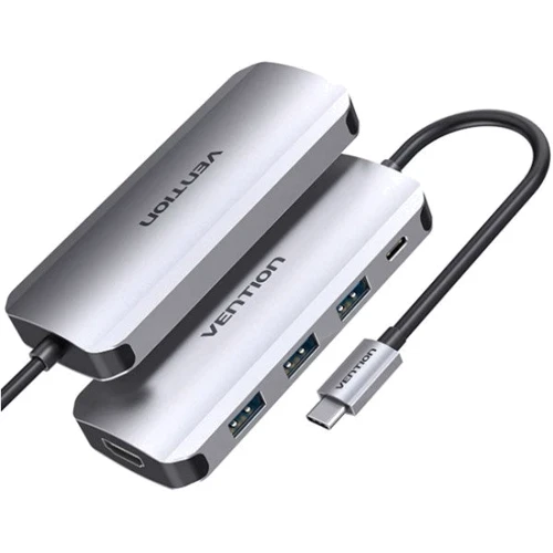 Адаптер Vention Adapter USB-C to HDMI+3xUSB3.0+USB-C PD 100W (THFHB)