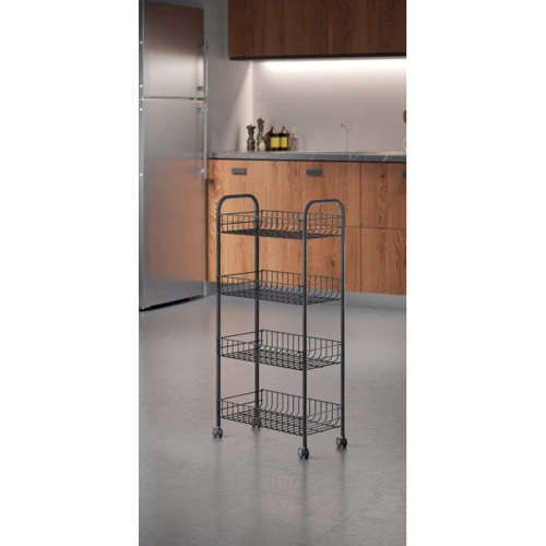 Этажерка Metaltex ASCONA LAVA 4 уровня 41x23x84см черная (344504): Размеры, см 41x23x84