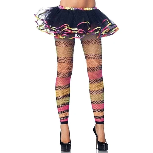 Лосины разноцветные в сеточку Leg Avenue - Rainbow Fishnet Footless Tights, O/S