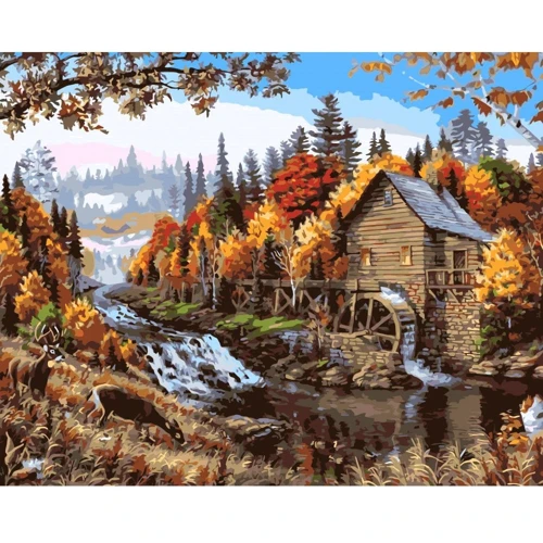 Картина по номерам Origami Дом на берегу реки 40x50 см LW3013