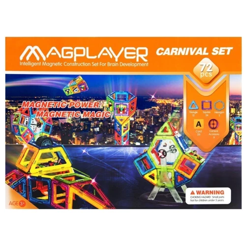 Магнітний констуктор MagPlayer 72 ед. (MPA-72): Кількість деталей, шт. 72