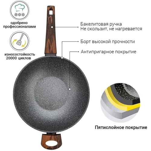 Fissman Capella WOK 30x8.5 см 4.3 л (14957): Диаметр, см 30