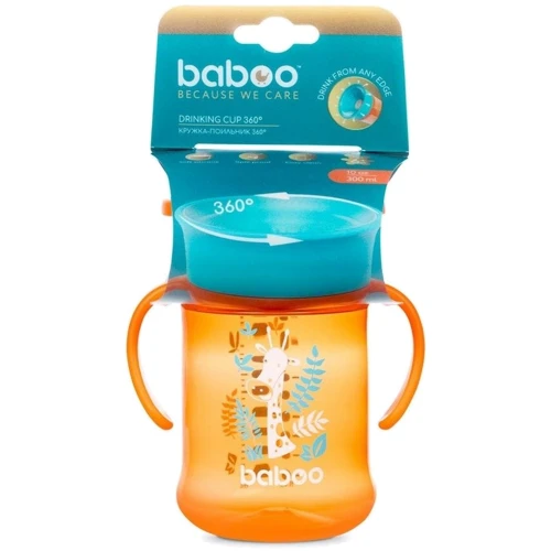 Чашка Baboo Safari непроливайка 360° 300 мл оранжевая (8-134): Материал пластик