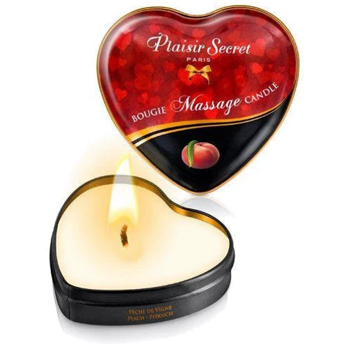 Массажная свеча сердечко Plaisirs Secrets Peach (35 мл)