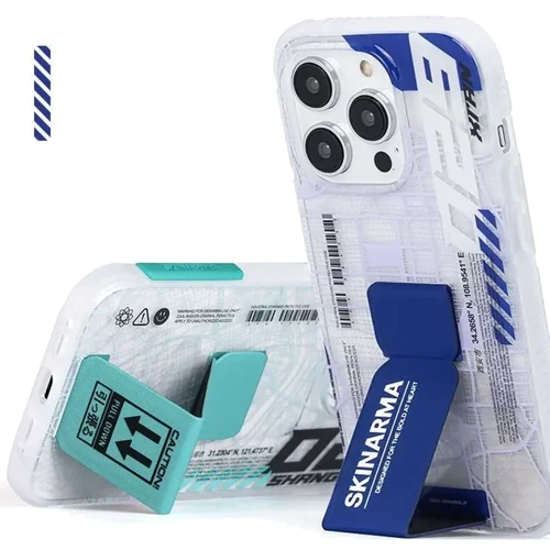 Чехол для iPhone SkinArma Ryoiki with Grips-Tand Clear/Turquoise for iPhone 13 Pro: Цвет бирюзовый