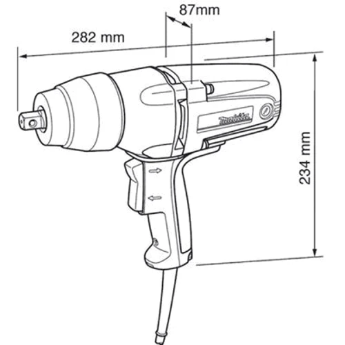 Гайковерт сетевой Makita TW0350: Количество скоростей работы 1