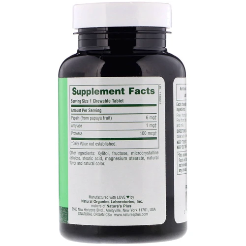 Nature's Plus, Chewable Papaya Enzyme Supplement, 360 Tablets (NAP-04462): Тип Другие энзимы
