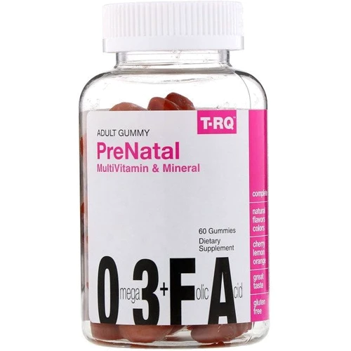 T-RQ Prenatal multivitamin & mineral Мультивитамины и минералы для беременных со вкусом вишни, лимона, апельсина 60 жевательных конфет
