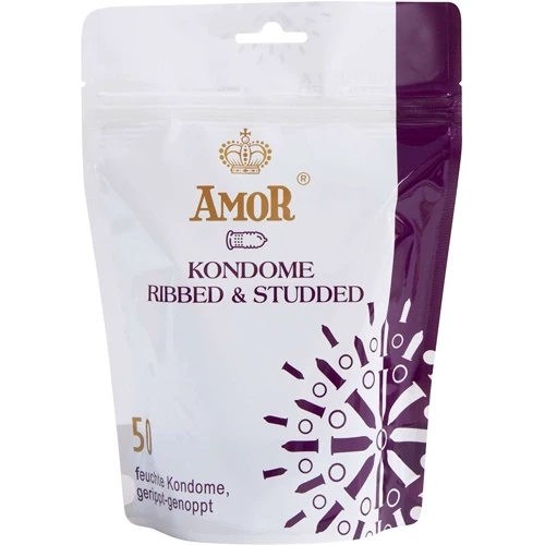 Презервативи Amor Ribbed & Studded, 50 шт.