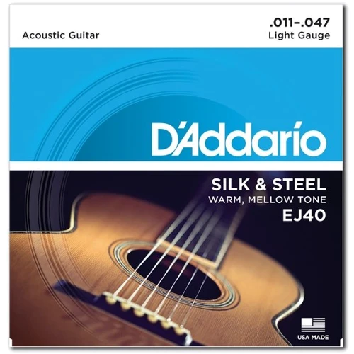 Струна для гітар Струны D`ADDARIO EJ40 SILK & STEEL FOLK 11-47