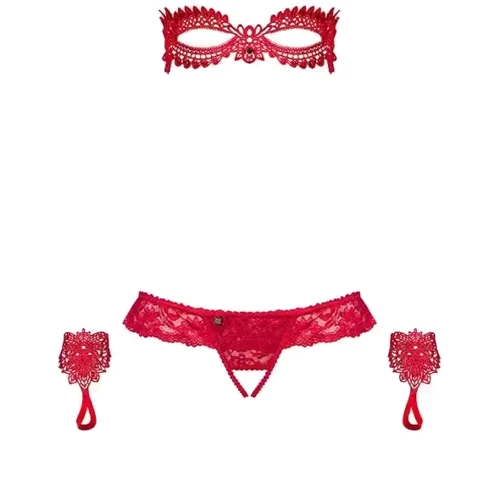 Комплект Obsessive - Hetea, Маска, трусики, перчатки, S/M
