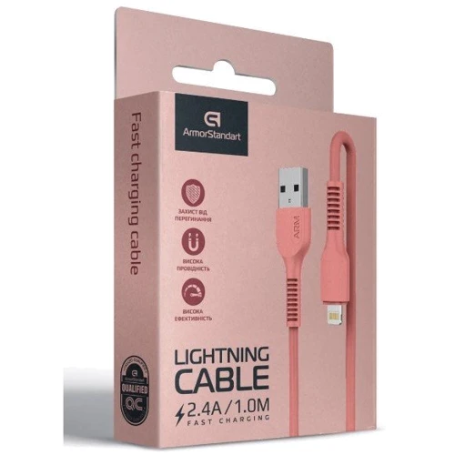 Кабель ArmorStandart USB Cable to Lightning 2.4A 1m Peach (ARM65286) фото 3