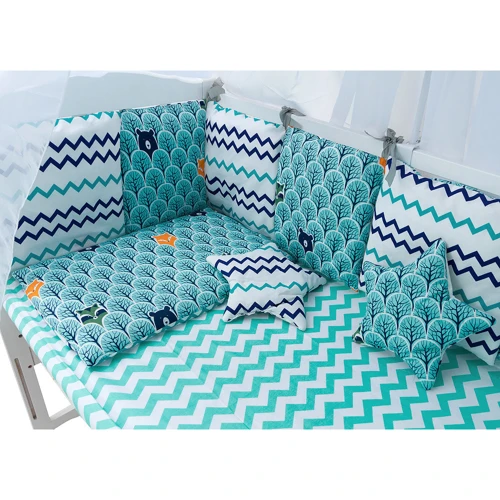 Комплект постельного белья Babyroom PK-08 (зигзаг) бирюзовый (681016)