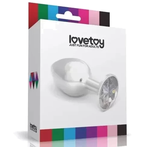 Анальная пробка с кристаллом LoveToy Small Silver Plug Red