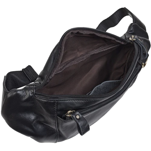 Чоловіча поясна сумка Buffalo Bags чорна (SHIM8839A-black): Фактура Матовая, Гладкая