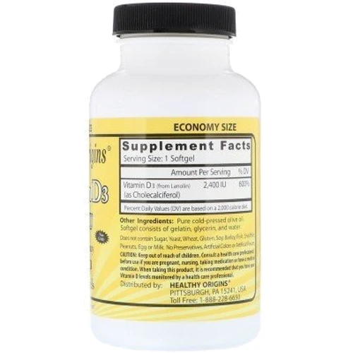 Healthy Origins Vitamin D3 2,400 IU 360 Softgels Витамин D3: Тип Витамин D