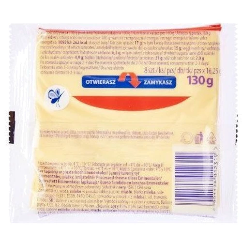 Сыр тостовый Lactima Emmentaler 130 г (WT1832): Вес нетто 130 г