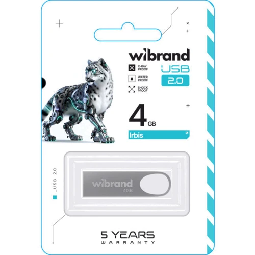 USB-флешка Wibrand 4GB Irbis USB 2.0 Silver (WI2.0/IR4U3S): Стандарт USB USB 2.0