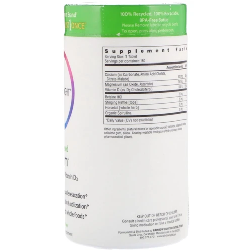 Rainbow Light Food-Based Calcium 90 Tab Кальций и магний: Тип Кальций