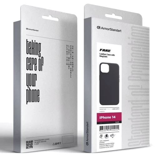 Чехол для iPhone ArmorStandart FAKE Leather Case Black (ARM64391) for iPhone 14: Тип чехла накладка на заднюю часть