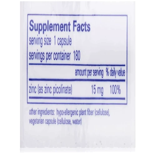 Pure Encapsulations Zinc 15 mg 180 caps Цинк (PE-00251): Пол Унисекс