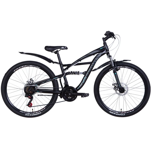 Велосипед Discovery TRON 2021 M 26" черно-серый с бирюзовым (OPS-DIS-26-356)
