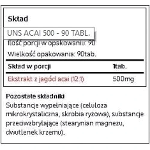 UNS ACAI 500 90 tabs: Пол Унисекс