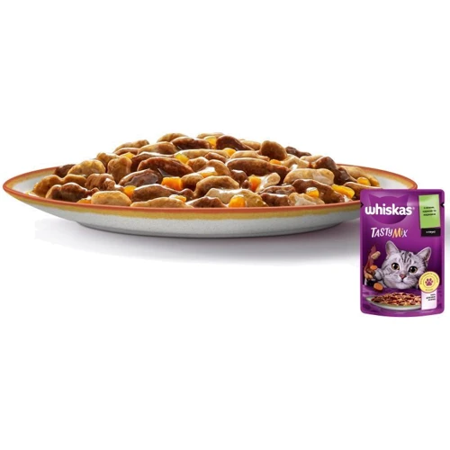 Упаковка влажного корма для котов Whiskas TastyMix Ягненок, Курица, Морковь 28х85 г (4770608262587): Класс Премиум