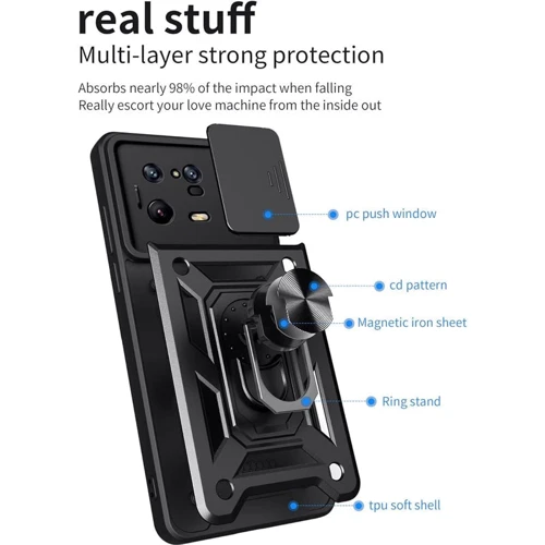 Чехол для телефонов Mobile Case Camshield Serge Ring Black for Xiaomi Poco F5 / Note 12 Turbo: Материал TPU (термополиуретан) и поликарбонат