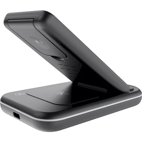 Зарядное устройство Canyon Wireless Charger WS-304 3in1 15W Black (CNS-WCS304B) for iPhone, Apple Watch and Apple AirPods: Кабель в комплекте встроенный