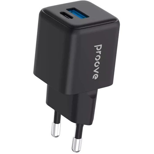 Зарядное устройство Proove Wall Charger USB+USB-C Pocket GaN Plus 25W Black (WCPG25111201)