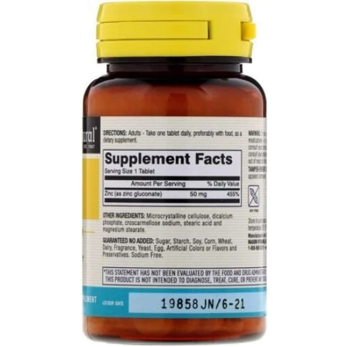 Mason Natural Zinc 50 mcg Цинк 100 таблеток: Тип Цинк