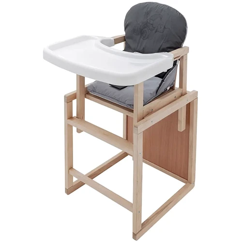 Стульчик-трансформер Babyroom Винни-230 eko без лака пластиковая столешница графит-серый (мишка с будильником) (680572)