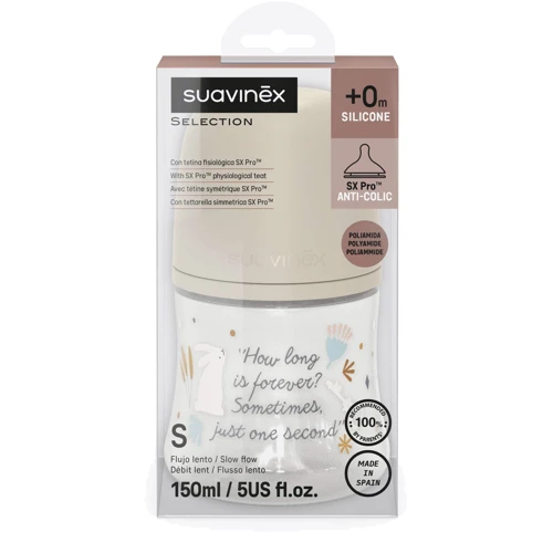 Пляшечка Suavinex "Wonderland" фізіологічна соска повільний потік бежевий 150 мл (308746): Тип бутылочка для кормления