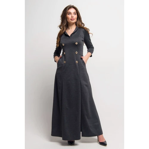 Платье FLFashion Арчи МПА 1662 50 серое повседневное длинное макси