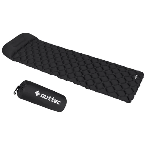 Надувной коврик Outtec с подушкой соты черный 195х55х5 см (5907766665724)