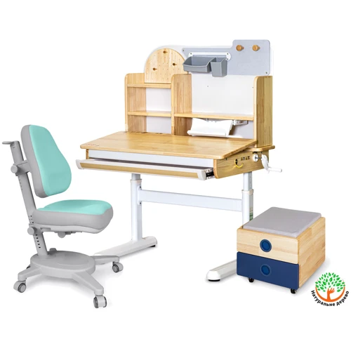 

Комплект (L) Mealux Cтол Timberdesk Wood S Тумба BD-920-2 Bl + Кресло Onyx Tg (BD-685 S+ box Bd 920-2 BL+Y-110 TG)