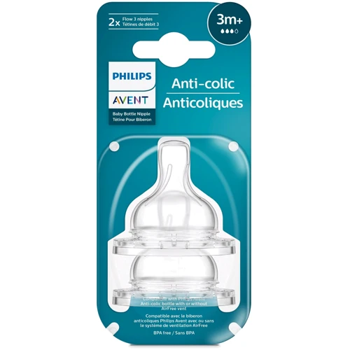 Соска Philips Avent Anti-Colic 3 міс+, силіконова, середній потік, 2 шт (SCY763/02)
