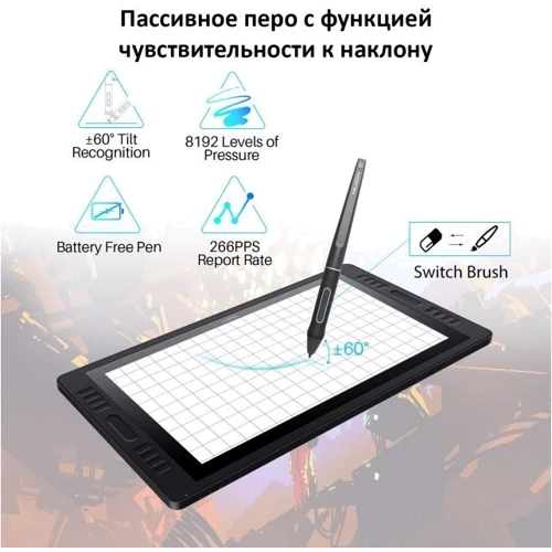 Графічний планшет Huion Kamvas Pro 20 (2019) + рукавичка: Тип пера бездротової