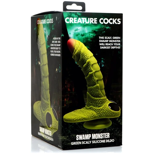 Фантазийный фаллоимитатор Creature Cocks Swamp Monster Green Scaly Silicone Dildo