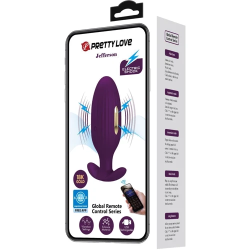 Анальная вибропробка LYBAILE Pretty Love Jefferson Violet с электростимуляцией (BI-040083HP-1)