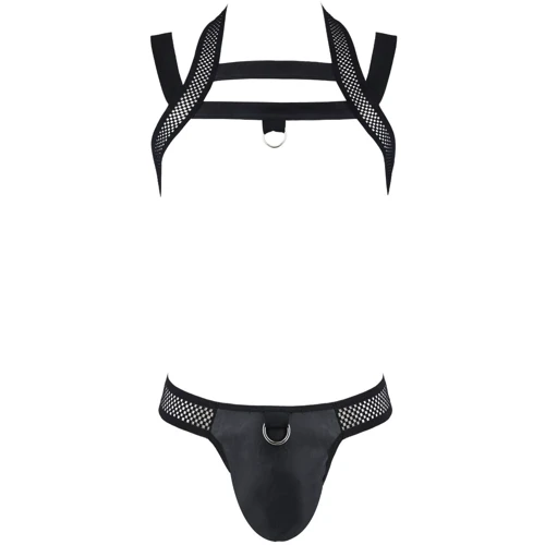 Соблазнительный комплект Passion 043 SET JACOB black XXL/XXXL