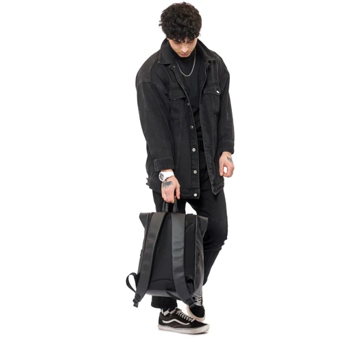 Чоловічий рюкзак Sambag RollTop LTH чорний із прапором України (24238611m): Фактура Матовая, Гладкая