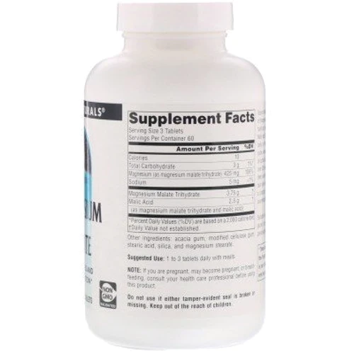Source Naturals Magnesium Malate 1,250 mg 180 Tabs Магния малат: Тип Магний