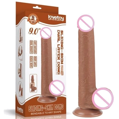 Фаллоимитатор LoveToy Sliding-Skin Dual Layer Dong 9" Brown