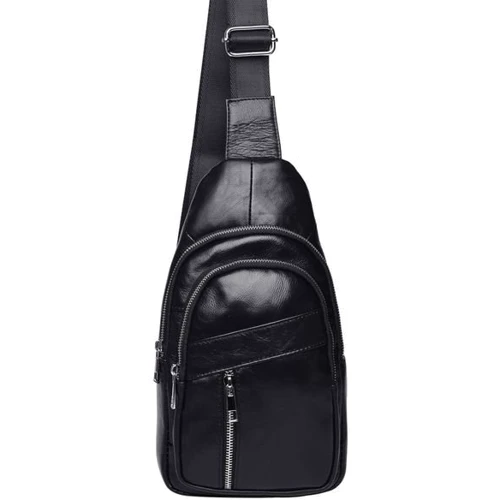 Мужская сумка-слинг Keizer черная (K1169-black): Материал Натуральная кожа