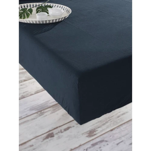 Простирадло на гумці SoundSleep Stonewash Adriatic dark blue темно-синя 160x200 см (93198530)