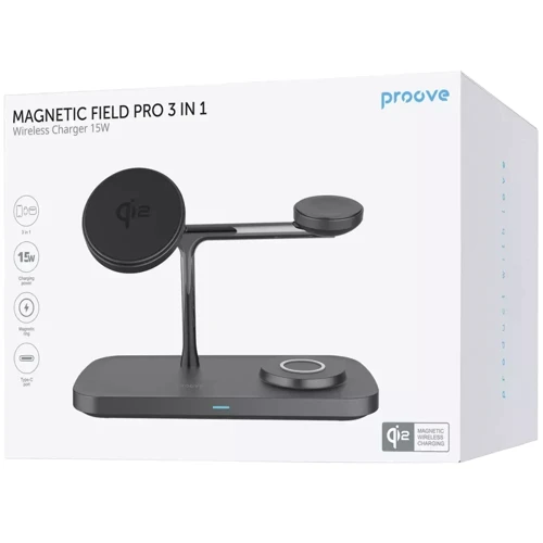 Зарядное устройство Proove Wireless Charger Magnetic Field Pro 3 in 1 Qi2 Black (WSMP15002001): Тип беспроводное