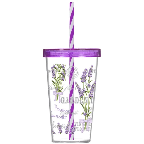 Стакан HEREVIN Lavanda P с трубочкой 0.66 л (161448-004P)